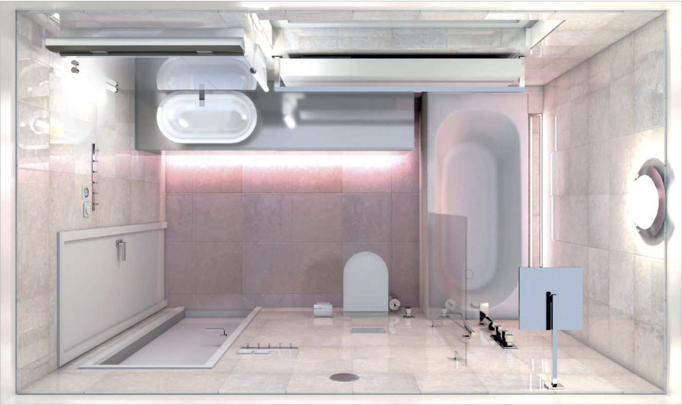 Rekonstrukce koupelny pohled shora - vizualizace